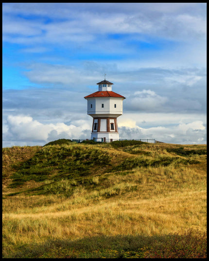 Leinwandbild von einem weißen Wasserturm auf der Insel Langeoog.