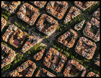 Leinwandbild von einer Luftaufnahme der Innenstadt von Barcelona.