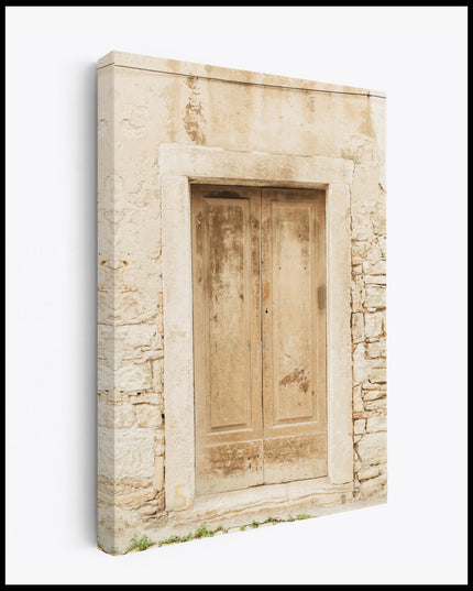 Beige Wooden Door Canvas