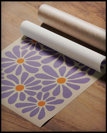 Retro Floral Pattern Violet Poster